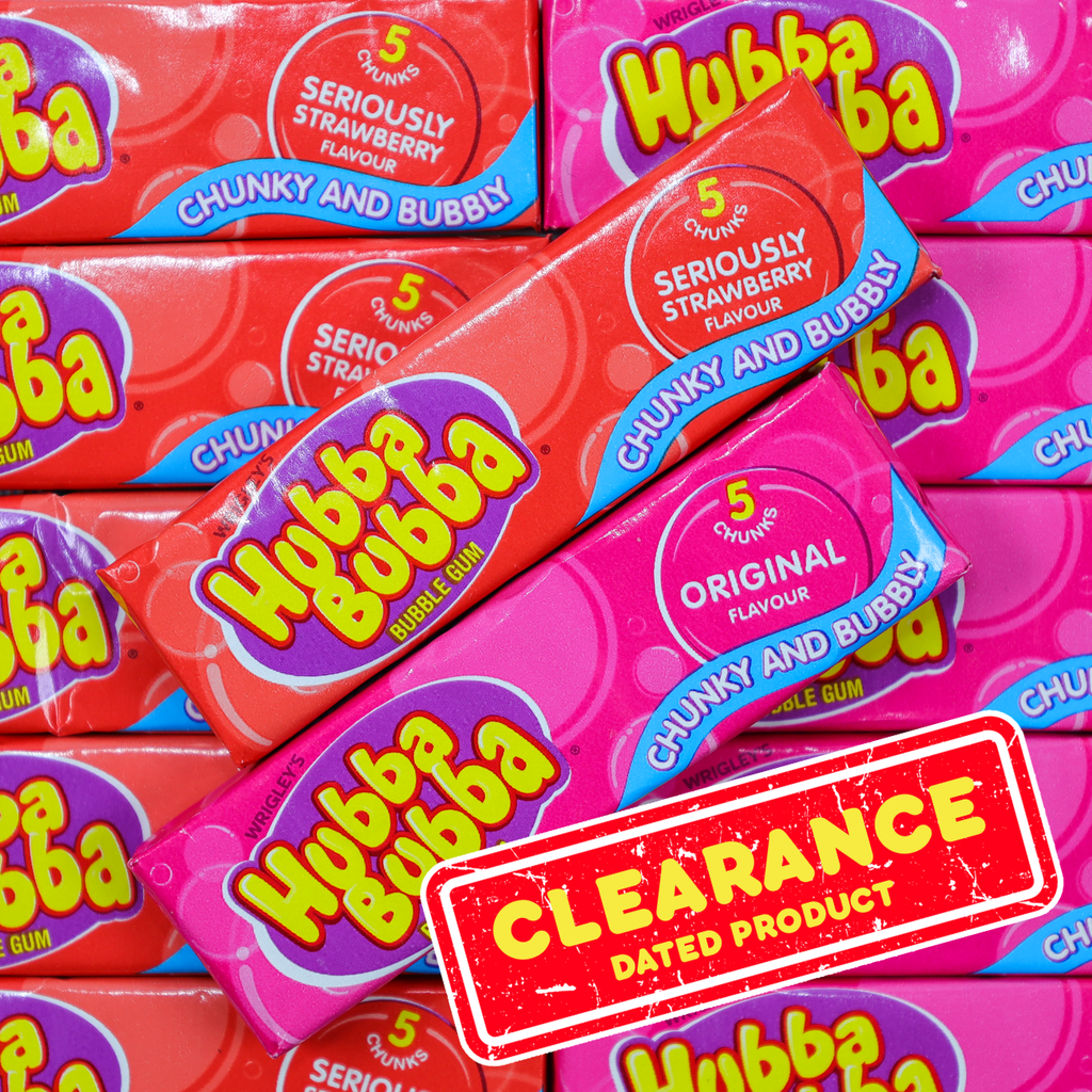 hubba bubba, gum, bubblegum, strawberry, original, dated, clearance