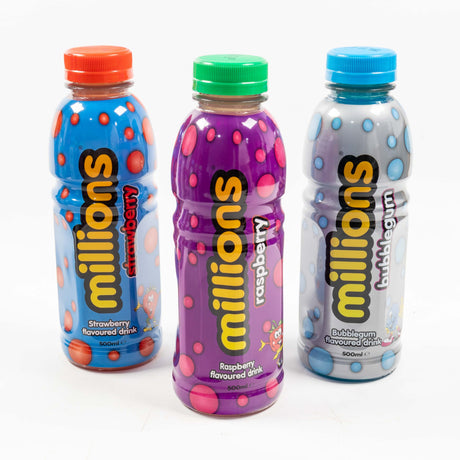 millions, drink, english, flavoured, bubblegum, raspberry, strawberry