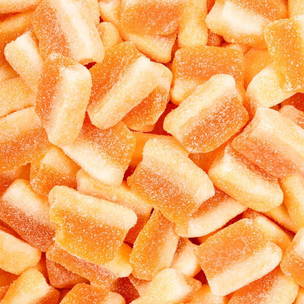 peach slices, gummy, orange, lollies, candy, nz, lollyshop