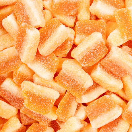 peach slices, gummy, orange, lollies, candy, nz, lollyshop