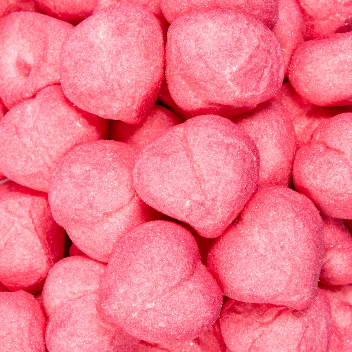 Close-up of pink heart-shaped marshmallows