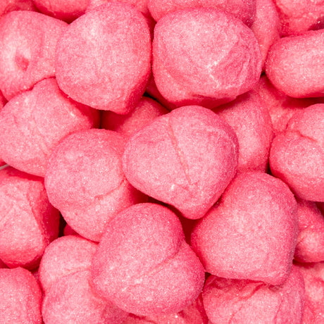 Close-up of pink heart-shaped marshmallows