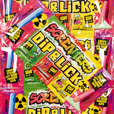 screamers, dip & lick, lollipop, powder, fruity, novelty, candy, lollies, lollyshop, nz