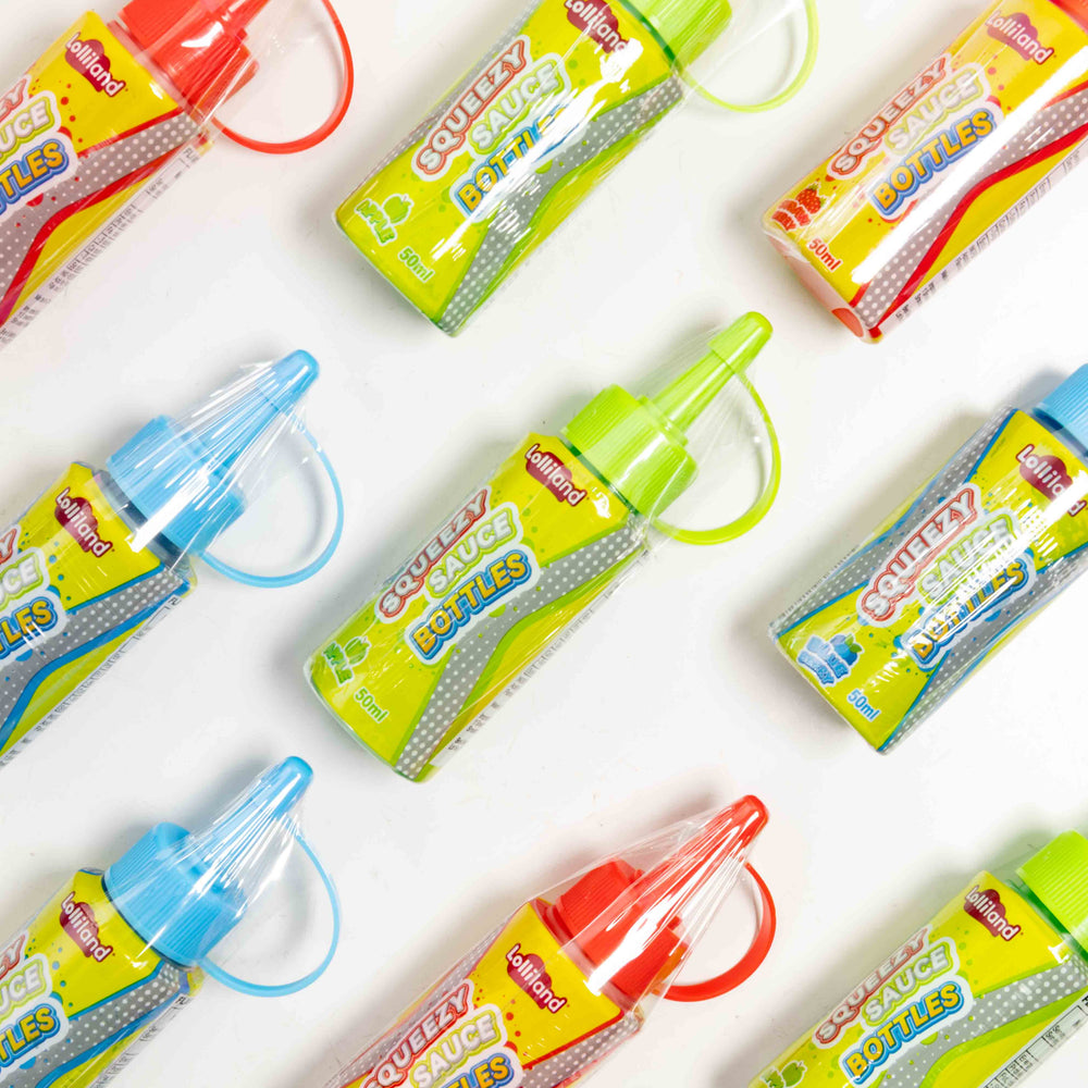 squeezy, sauce, bottles, novelty, candy, lollies, nz, lollyshop