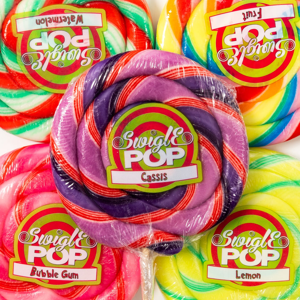 swigle, lollipop, candy, stick, fruit, watermelon, bubble gum, lemon, blackcurrant, lollyshop, nz