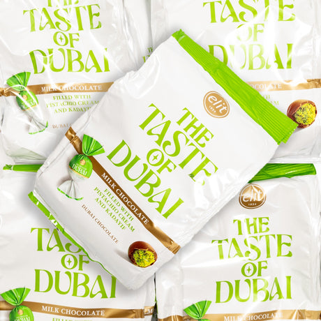taste of dubai, elit, chocolate, gift, bag, popular, milk chocolate, pistachio, cream, kadayif, lollies, candy, lollyshop, nz