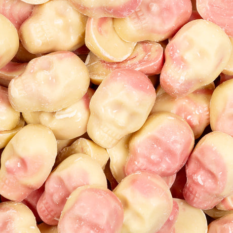 white, chocolate, strawberry, skulls, pink, lollies, halloween, candy, lollyshop, nz