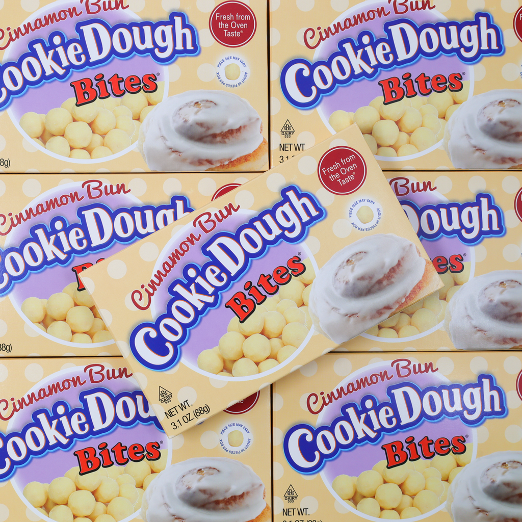 cookie dough, cinnamon bun cookie dough, theatre box
