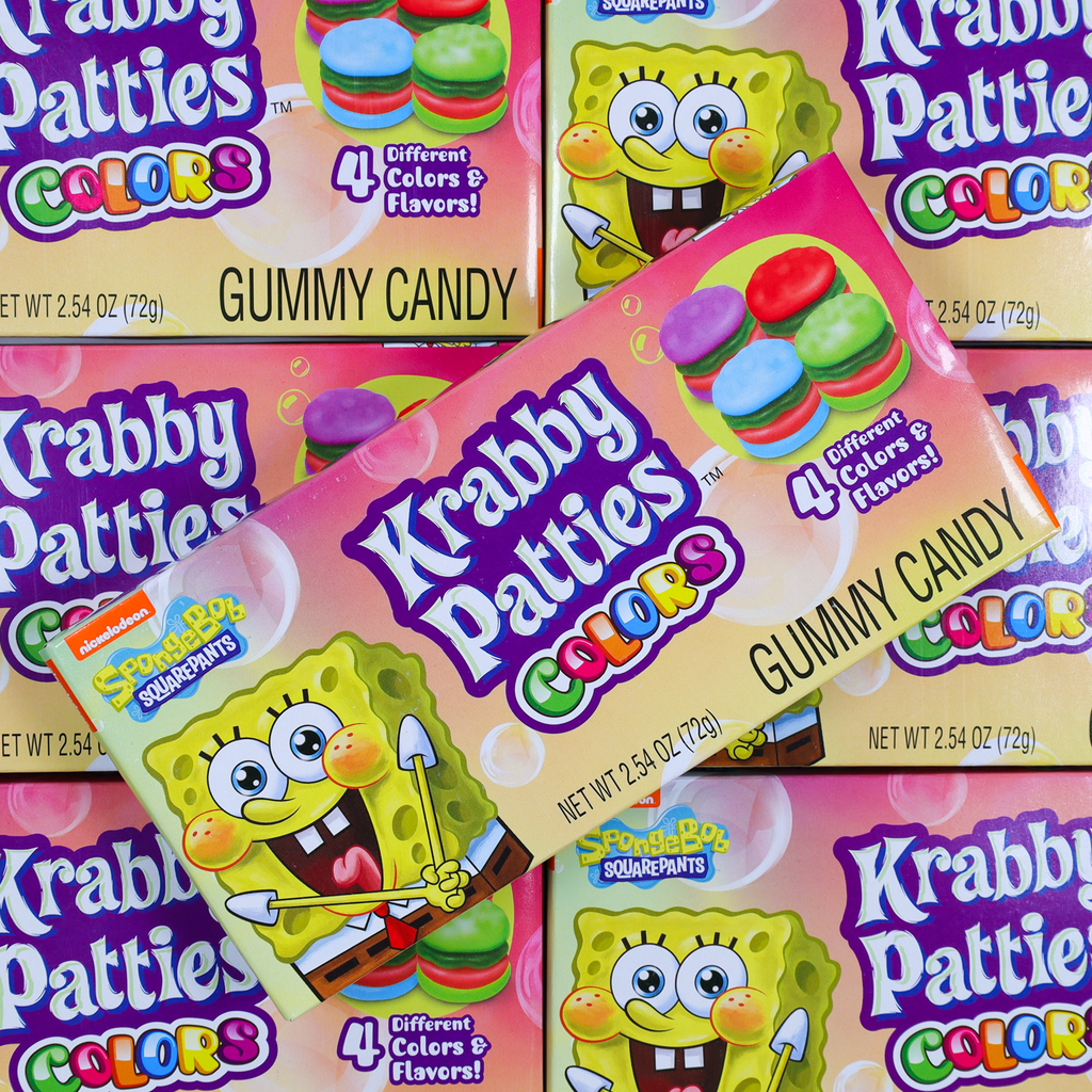 krabby patties, krabby patties gummies, spongebob, burger lollies, spongebob candy