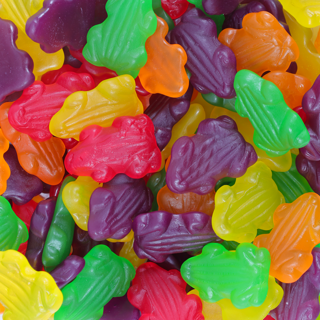 mixed frogs, frogs, gummy lollies, gummy frogs